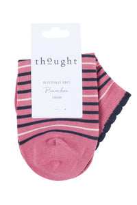 Ladies 1 Pair Thought Lorraine Stripe Bamboo and Organic Cotton Trainer Socks