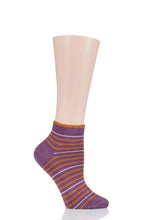 Load image into Gallery viewer, Ladies 1 Pair Thought Lorraine Stripe Bamboo and Organic Cotton Trainer Socks