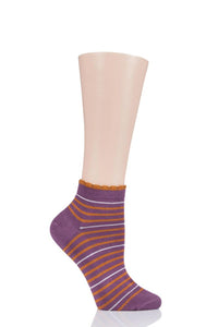 Ladies 1 Pair Thought Lorraine Stripe Bamboo and Organic Cotton Trainer Socks