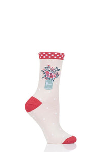 Ladies 1 Pair Thought Floral Pot Bamboo and Organic Cotton Socks