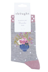 Ladies 1 Pair Thought Floral Pot Bamboo and Organic Cotton Socks