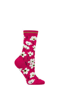 Ladies 1 Pair Thought Peggie Floral Bamboo and Organic Cotton Socks