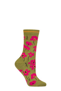 Ladies 1 Pair Thought Peggie Floral Bamboo and Organic Cotton Socks