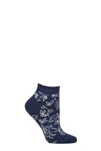 Ladies 1 Pair Thought Gollie Floral Bamboo and Organic Cotton Trainer Socks