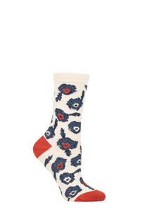 Ladies 1 Pair Thought Danika Floral Bamboo and Organic Cotton Socks