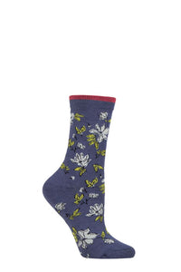 Ladies 1 Pair Thought Sketchy Floral Organic Cotton and Bamboo Socks