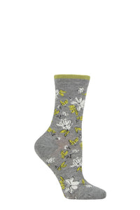 Ladies 1 Pair Thought Sketchy Floral Organic Cotton and Bamboo Socks