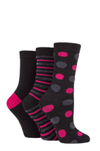 Load image into Gallery viewer, Ladies 3 Pair Elle Spotty and Stripe Feather Bamboo Socks