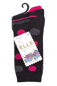 Ladies 3 Pair Elle Spotty and Stripe Feather Bamboo Socks