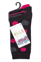Load image into Gallery viewer, Ladies 3 Pair Elle Spotty and Stripe Feather Bamboo Socks