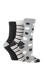 Load image into Gallery viewer, Ladies 3 Pair Elle Spotty and Stripe Feather Bamboo Socks