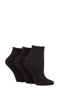 Ladies 3 Pair Elle Ribbed Bamboo Ankle Socks