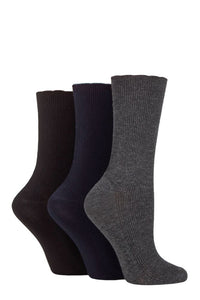Ladies 3 Pair Elle Ribbed Bamboo Socks with Scallop Top