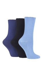 Load image into Gallery viewer, Ladies 3 Pair Elle Ribbed Bamboo Socks with Scallop Top