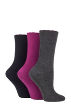 Load image into Gallery viewer, Ladies 3 Pair Elle Ribbed Bamboo Socks with Scallop Top