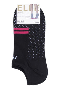 Ladies 3 Pair Elle Bamboo Cushioned No Shows