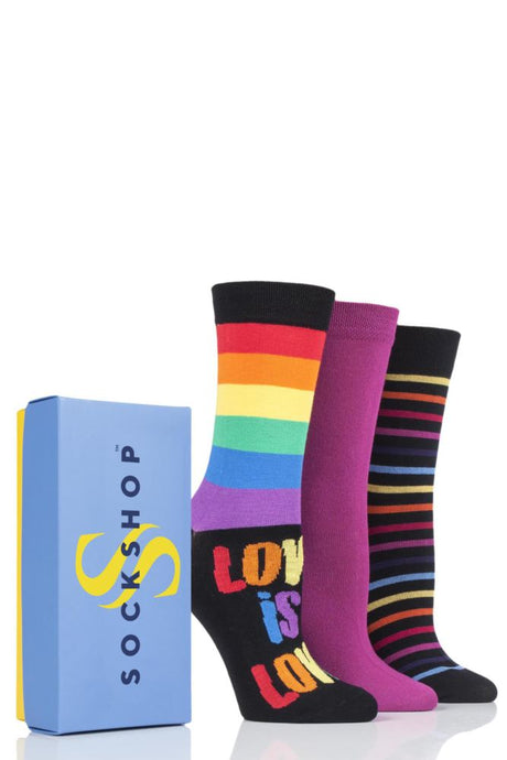 Ladies 3 Pair SockShop Bamboo Bright Gift Boxed Socks