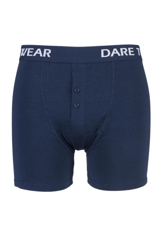 Mens 1 Pack SockShop Dare to Wear Bamboo Button Front Boxer Trunks