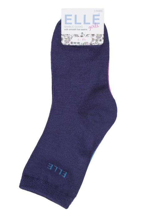 Girls 3 Pair Young Elle Plain Bamboo Socks