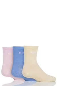 Girls 3 Pair Young Elle Plain Bamboo Socks