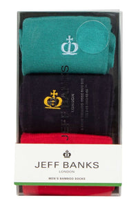 Mens 3 Pair Jeff Banks Gift Boxed Bamboo Socks